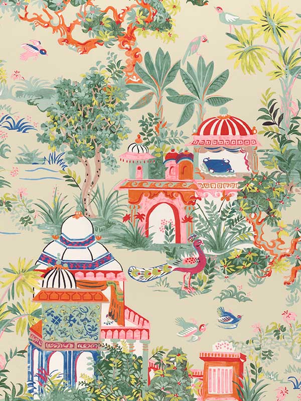 Mystic Garden Cream Fabric F920824 by Thibaut Fabrics for sale at Wallpapers To Go