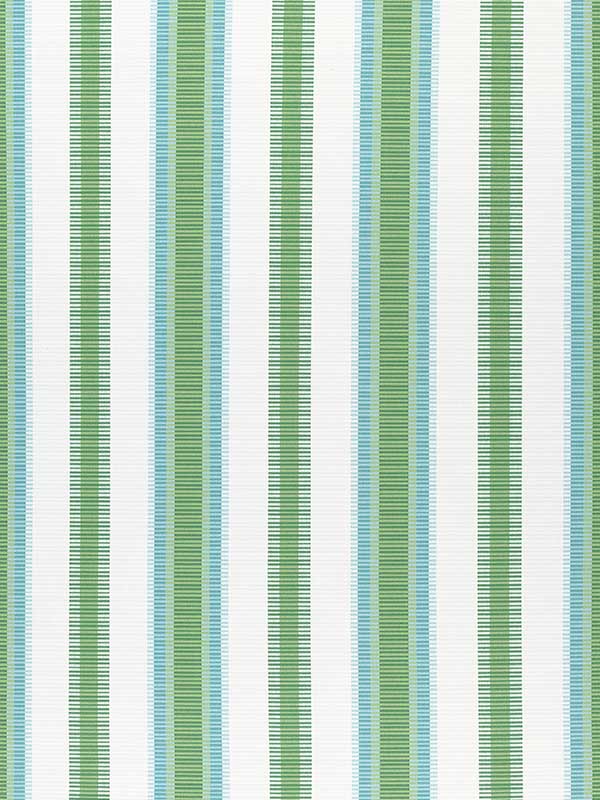 Samba Stripe Kelly Green and Pool Fabric W74672 by Thibaut Fabrics for sale at Wallpapers To Go