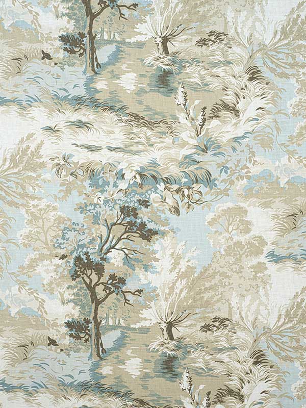 Lincoln Toile Beige and Spa Blue Fabric F910865 by Thibaut Fabrics for sale at Wallpapers To Go