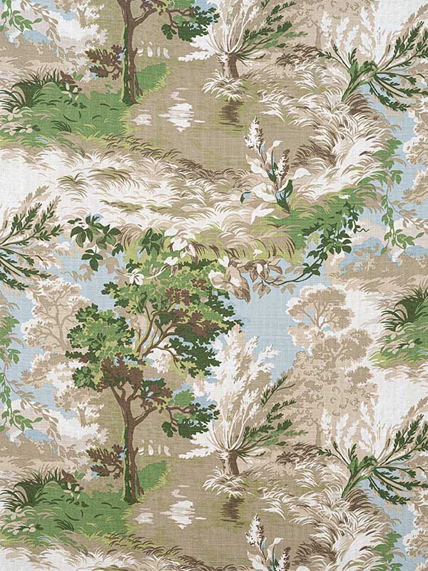 Lincoln Toile Green and Beige Fabric F910866 by Thibaut Fabrics for sale at Wallpapers To Go