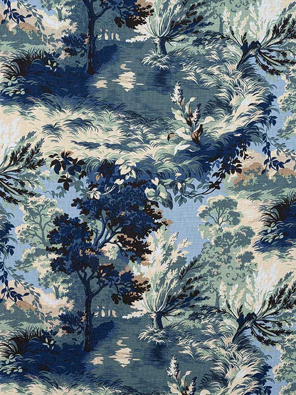 Lincoln Toile Navy and Teal Fabric F910867 by Thibaut Fabrics for sale at Wallpapers To Go
