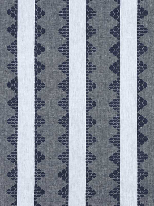 Dhara Stripe Navy Fabric F92938 by Thibaut Fabrics for sale at Wallpapers To Go