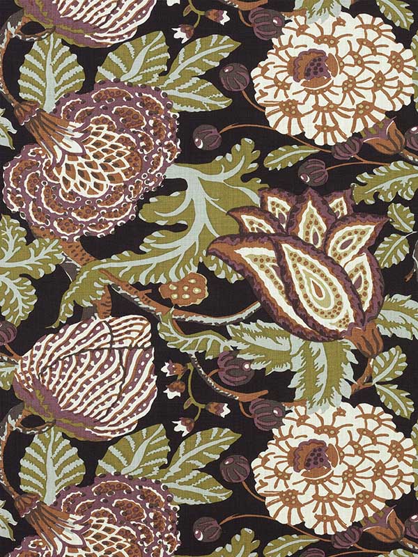 Mitford Black and Plum Fabric F92942 by Thibaut Fabrics for sale at Wallpapers To Go