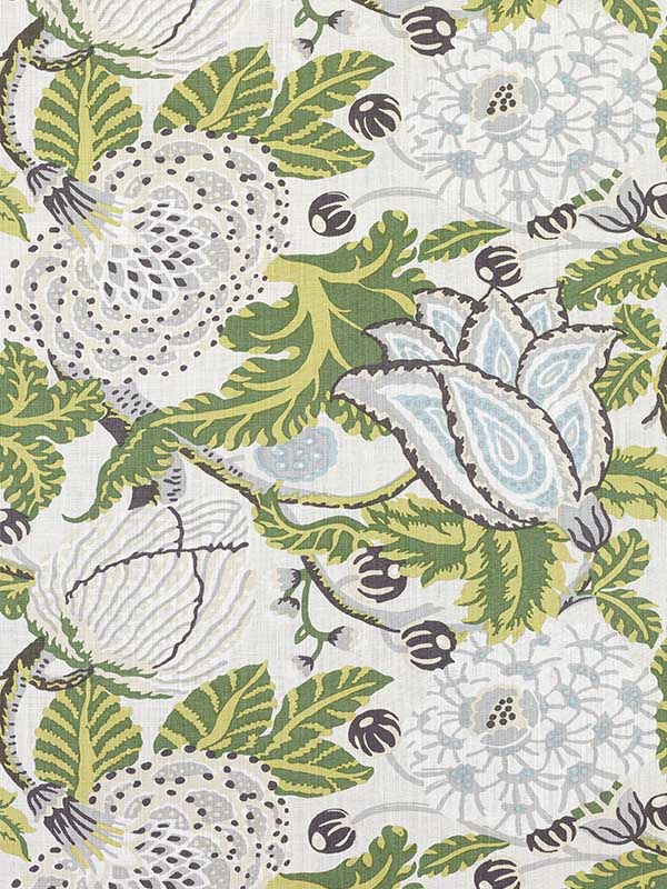 Mitford Green and White Fabric F92949 by Thibaut Fabrics for sale at Wallpapers To Go