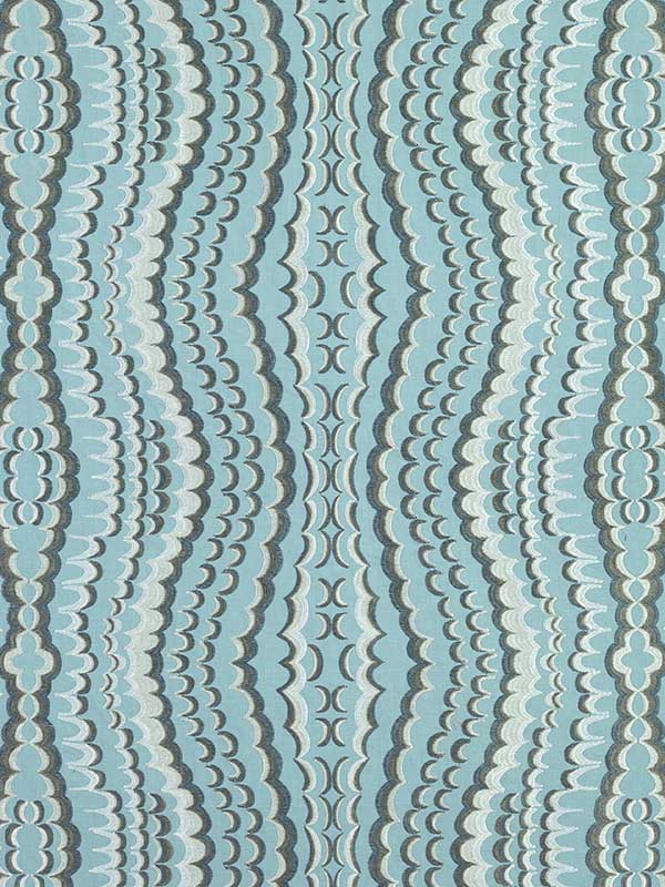 Ebru Embroidery Aqua Fabric W72983 by Thibaut Fabrics for sale at Wallpapers To Go