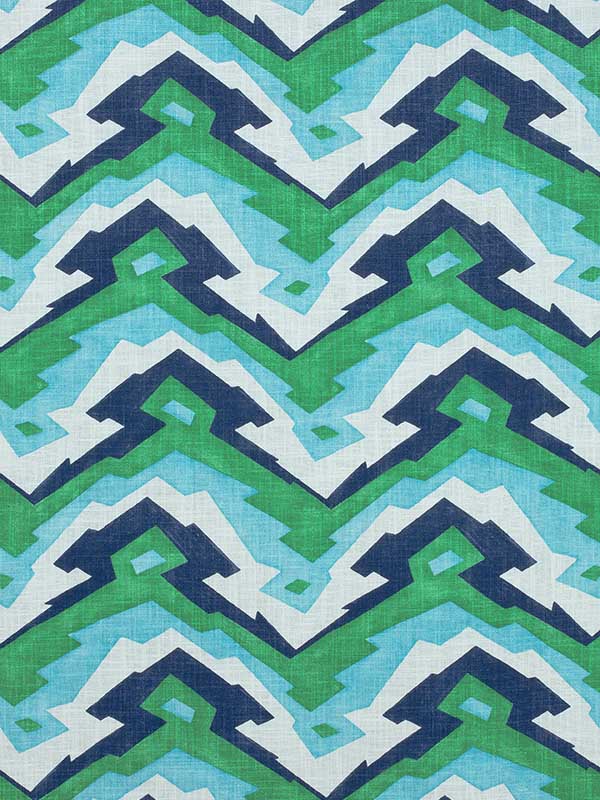 Deco Mountain Blue and Green Fabric F913076 by Thibaut Fabrics for sale at Wallpapers To Go