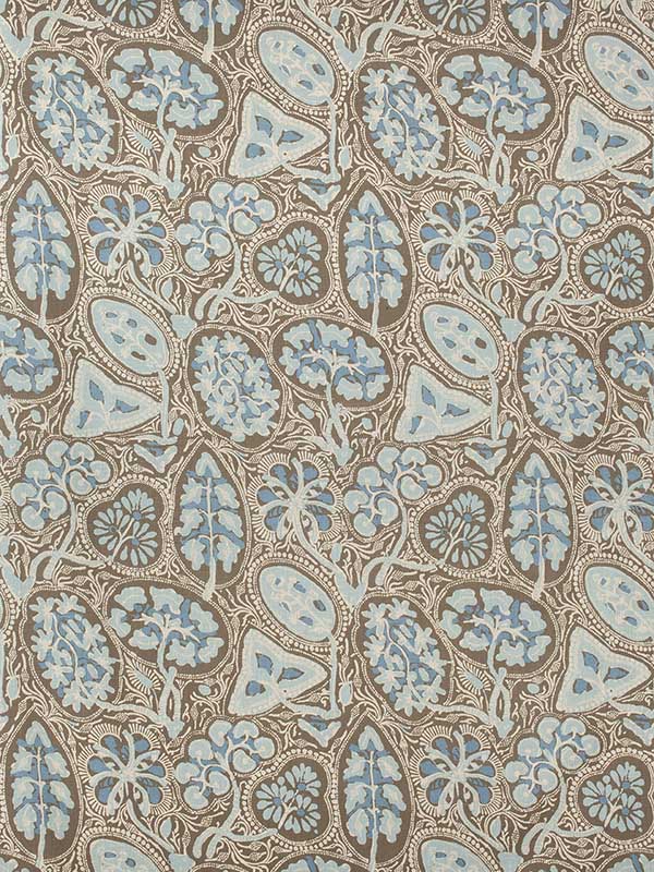 Cochin Aqua and Brown Fabric F988718 by Thibaut Fabrics for sale at Wallpapers To Go