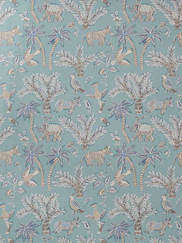 Goa Teal Fabric F988723 by Thibaut Fabrics for sale at Wallpapers To Go