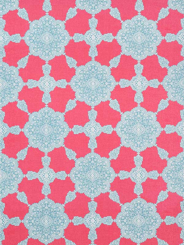 Medallion Paisley Pink and Turquoise Fabric F988726 by Thibaut Fabrics for sale at Wallpapers To Go