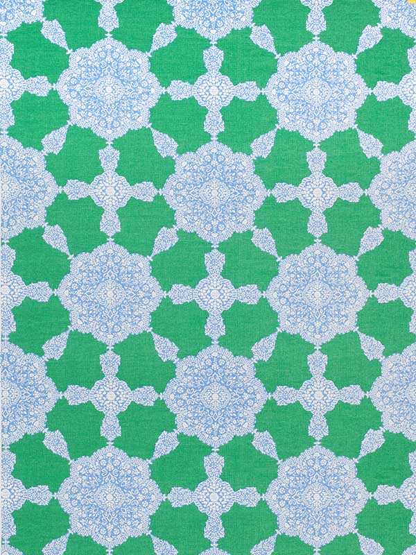 Medallion Paisley Blue and Green Fabric F988730 by Thibaut Fabrics for sale at Wallpapers To Go
