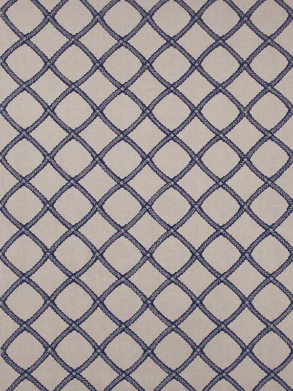 Majuli Embroidery Navy on Flax Fabric W788707 by Thibaut Fabrics for sale at Wallpapers To Go