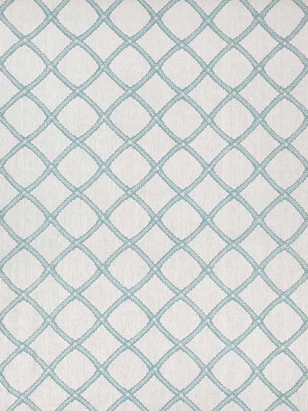 Majuli Embroidery Aqua on Ivory Fabric W788709 by Thibaut Fabrics for sale at Wallpapers To Go