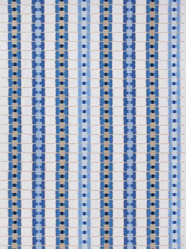 Sri Lanka Embroidery Blue Fabric W788711 by Thibaut Fabrics for sale at Wallpapers To Go
