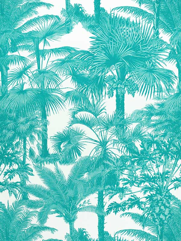Palm Botanical Turquoise Fabric F910101 by Thibaut Fabrics for sale at Wallpapers To Go
