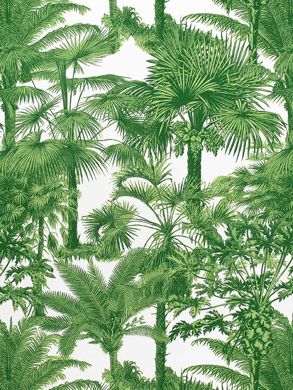 Palm Botanical Emerald Green Fabric F910103 by Thibaut Fabrics for sale at Wallpapers To Go