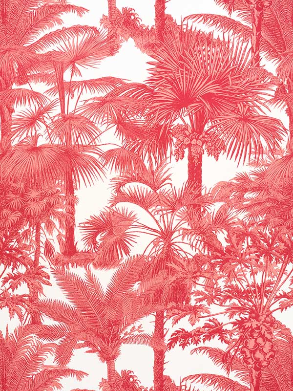 Palm Botanical Coral Fabric F910105 by Thibaut Fabrics for sale at Wallpapers To Go