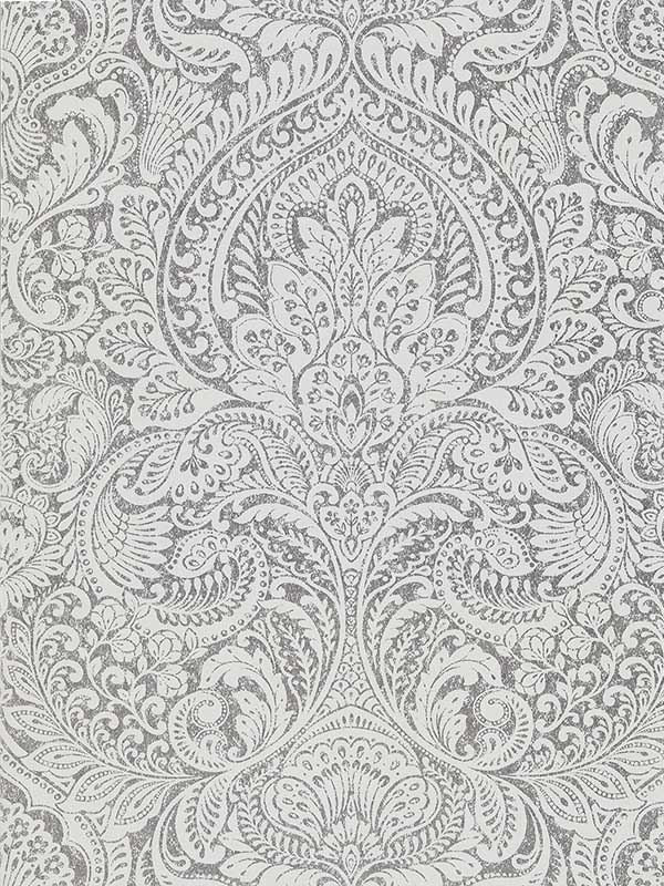 Artemis Silver Damask Wallpaper 297686443 by A Street Prints Wallpaper for sale at Wallpapers To Go