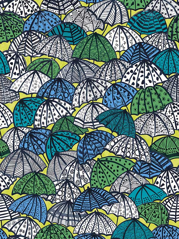 Dara Chartreuse Jolly Brollies Wallpaper CEP50117W by OhPopsi Wallpaper for sale at Wallpapers To Go