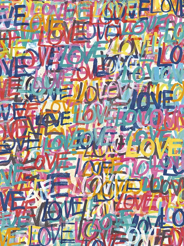 Indio Multicolor Love Scribble Wallpaper CEP50120W by OhPopsi Wallpaper for sale at Wallpapers To Go
