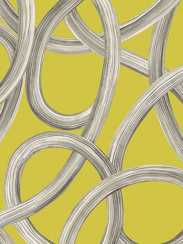 Calix Chartreuse Twisted Geo Wallpaper CEP50125W by OhPopsi Wallpaper for sale at Wallpapers To Go