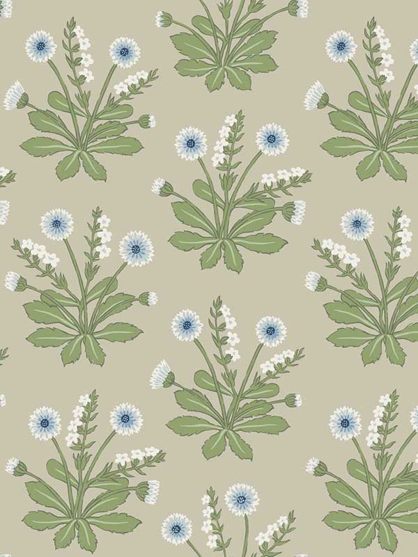 Meadow Flowers Linen Blue Wallpaper AC9154 by Ronald Redding Wallpaper for sale at Wallpapers To Go