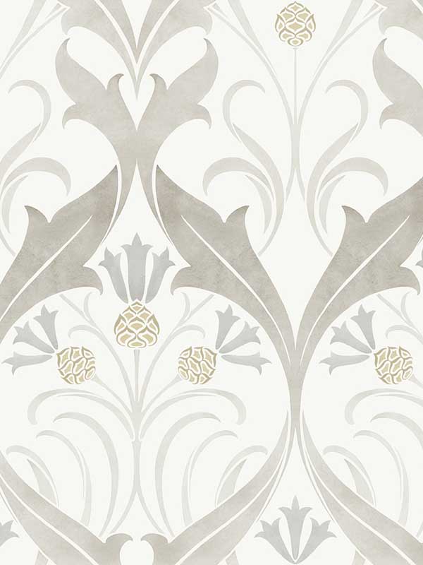 Pine Cone Ribbon Neutral Wallpaper AC9172 by Ronald Redding Wallpaper for sale at Wallpapers To Go