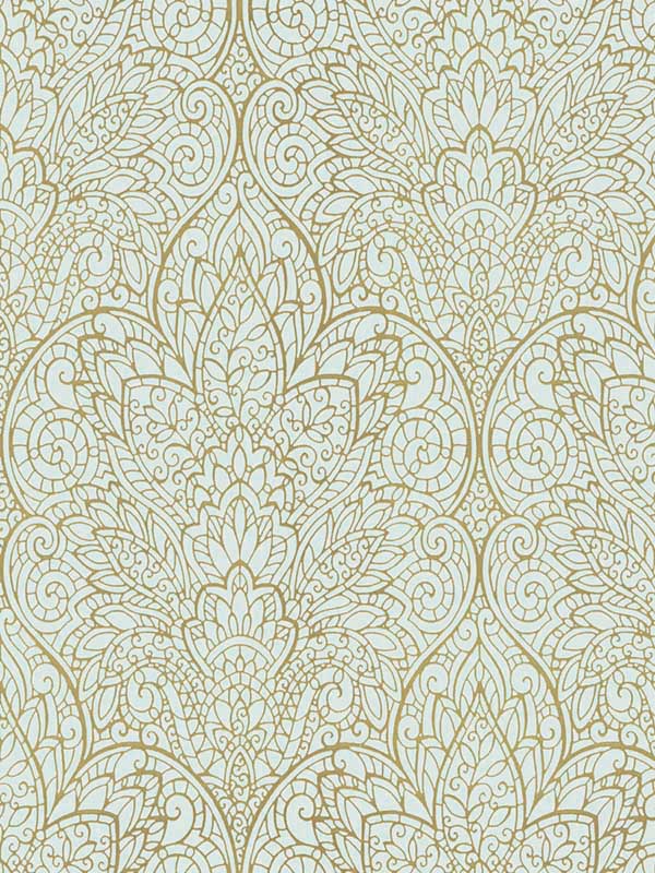 Paradise Blue Gold Wallpaper CD4008 by Candice Olson Wallpaper for sale at Wallpapers To Go