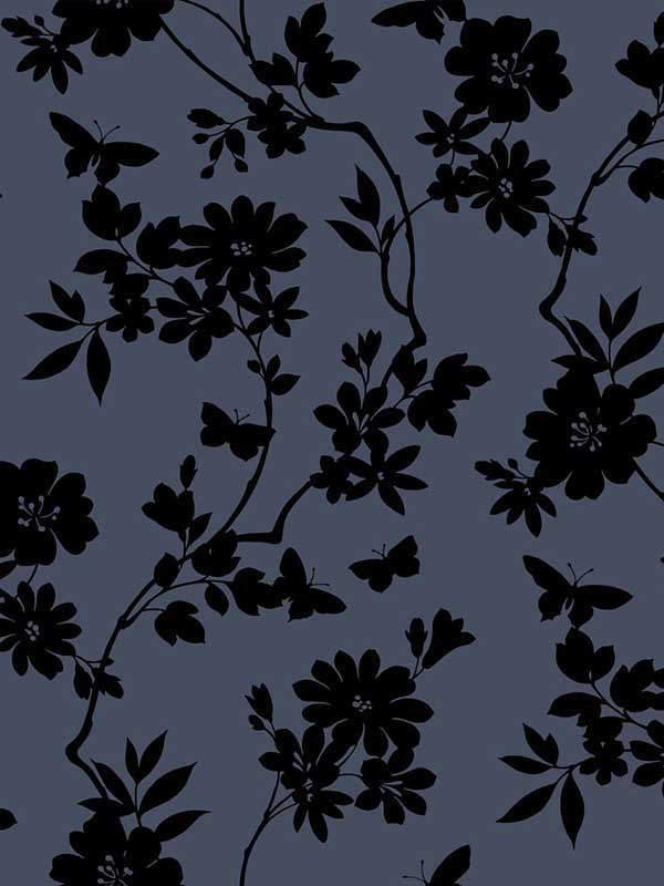 Flutter Vine Blue Black Wallpaper DT5021 by Candice Olson Wallpaper for sale at Wallpapers To Go