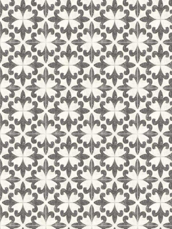 Remy Black Fleur Tile Wallpaper 407270032 by Chesapeake Wallpaper for sale at Wallpapers To Go