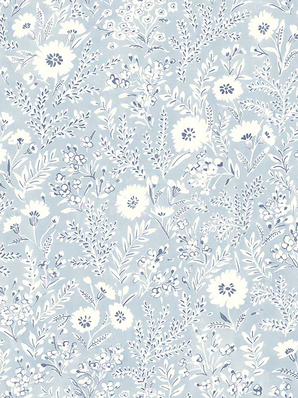 Agathon Light Blue Floral Wallpaper 407270050 by Chesapeake Wallpaper for sale at Wallpapers To Go