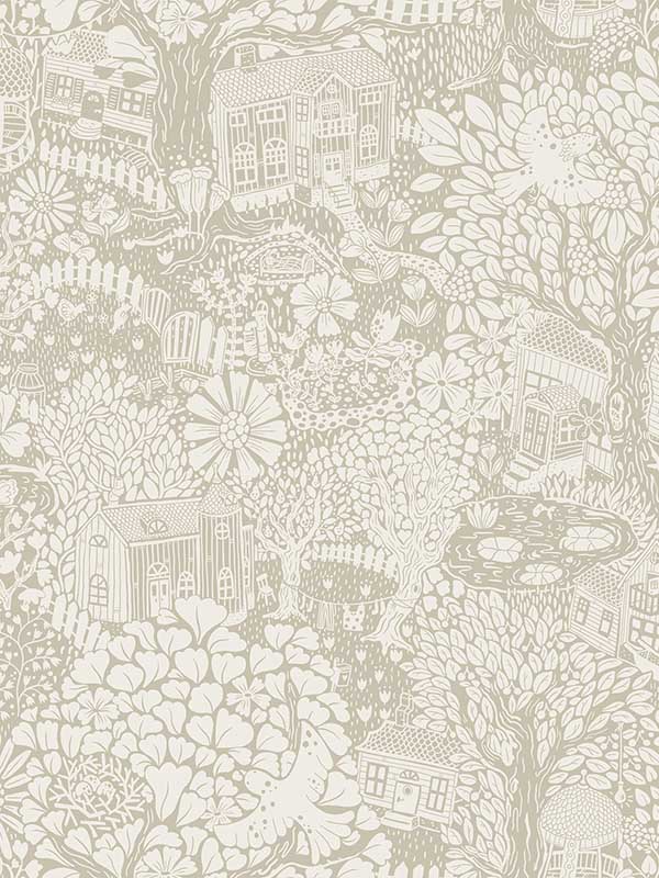 Bygga Bo Light Grey Woodland Village Wallpaper 411163006 by A Street Prints Wallpaper for sale at Wallpapers To Go