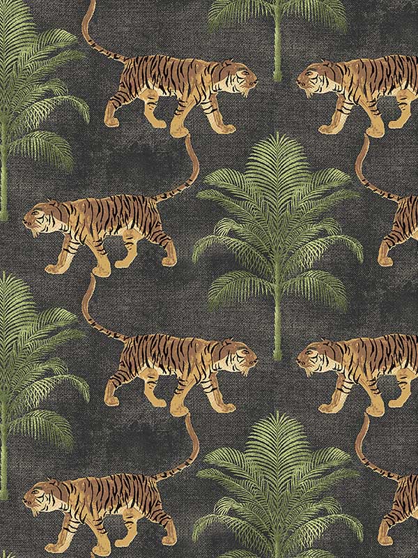 Tiger And Tree Coal Peel and Stick Wallpaper WTG-242816 by Tommy Bahama Wallpaper for sale at Wallpapers To Go