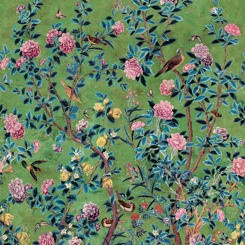 Jardin Bloom Green 3 Panel Mural WTG-243375 by Thibaut Wallpaper for sale at Wallpapers To Go