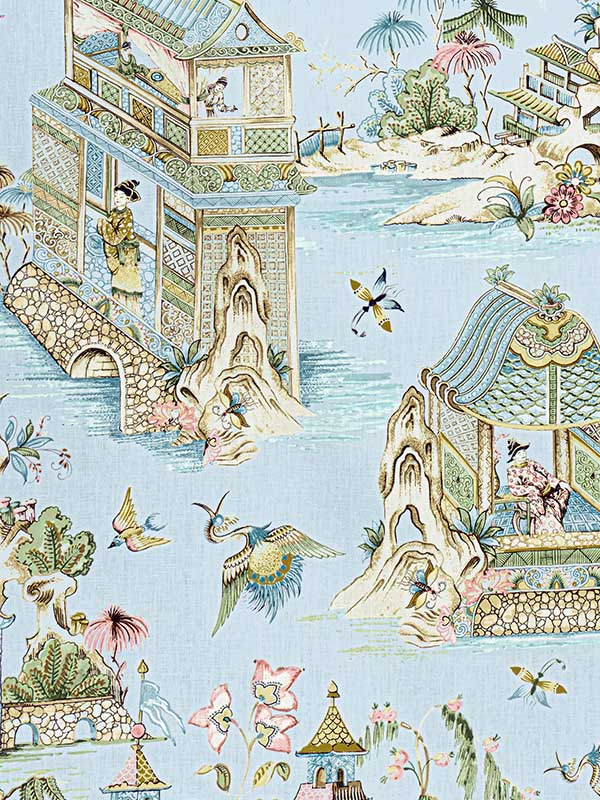 Grand Palace Spa Blue Fabric WTG-243391 by Thibaut Fabrics for sale at Wallpapers To Go