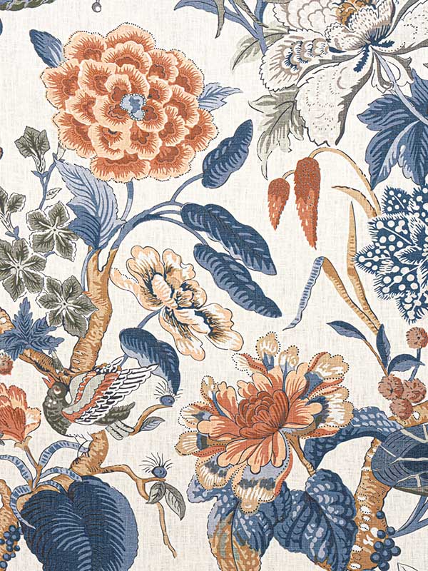 Hill Garden Brick and Navy Fabric WTG-243403 by Thibaut Fabrics for sale at Wallpapers To Go