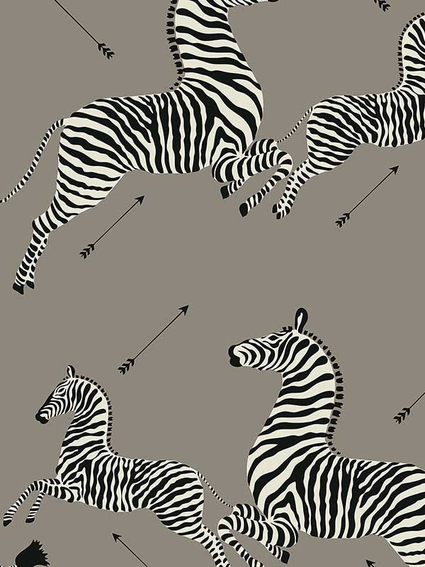 Zebras Removable Grey Wallpaper WTG-245621 by Scalamandre Wallpaper for sale at Wallpapers To Go