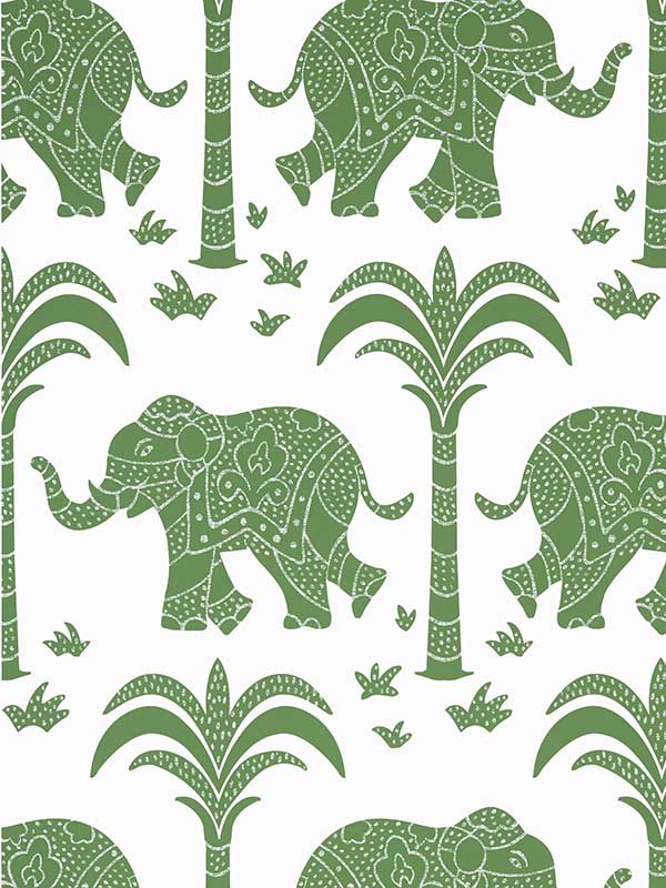 Elephant Green Wallpaper WTG-250750 by Thibaut Wallpaper for sale at Wallpapers To Go