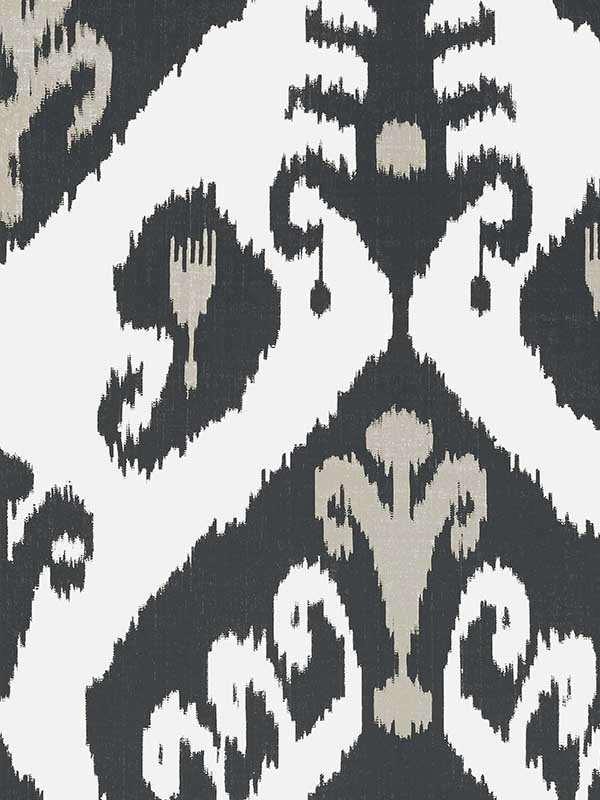 Indies Ikat Black Wallpaper WTG-250785 by Thibaut Wallpaper for sale at Wallpapers To Go