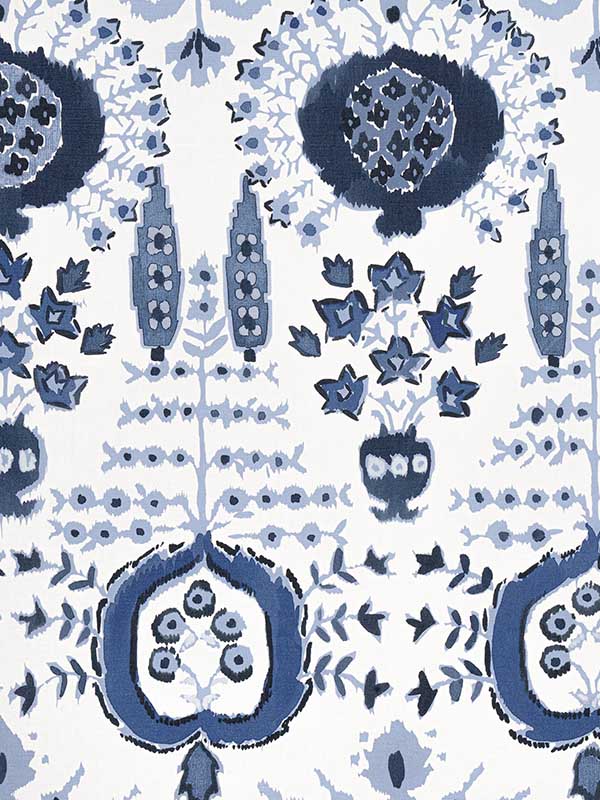 Mendoza Suzani Blue and White Fabric WTG-253783 by Thibaut Fabrics for sale at Wallpapers To Go