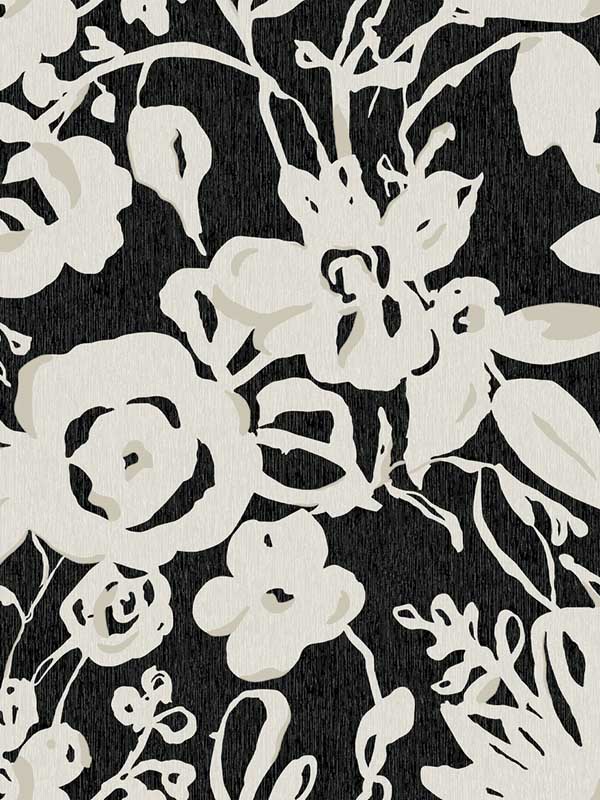 Brushstroke Floral Black Wallpaper WTG-253993 by York Wallpaper for sale at Wallpapers To Go