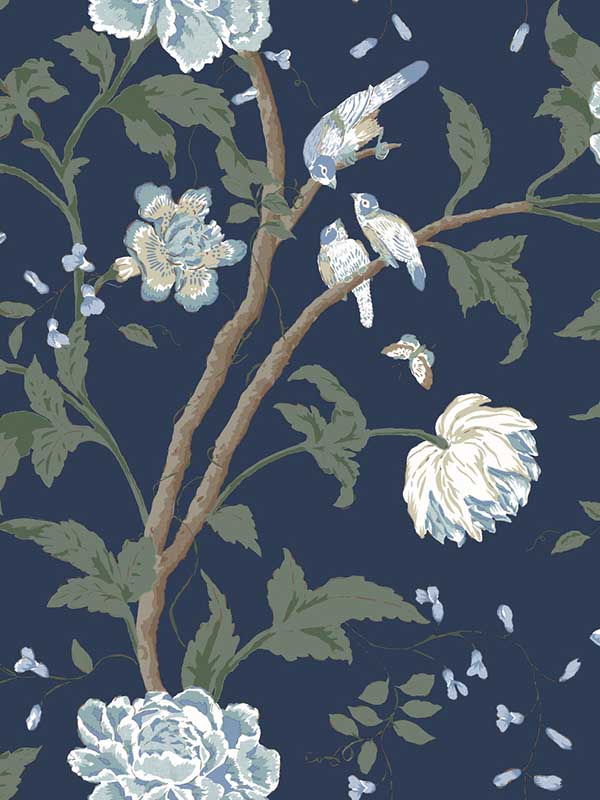 Teahouse Floral Navy Wallpaper WTG-254017 by York Wallpaper for sale at Wallpapers To Go