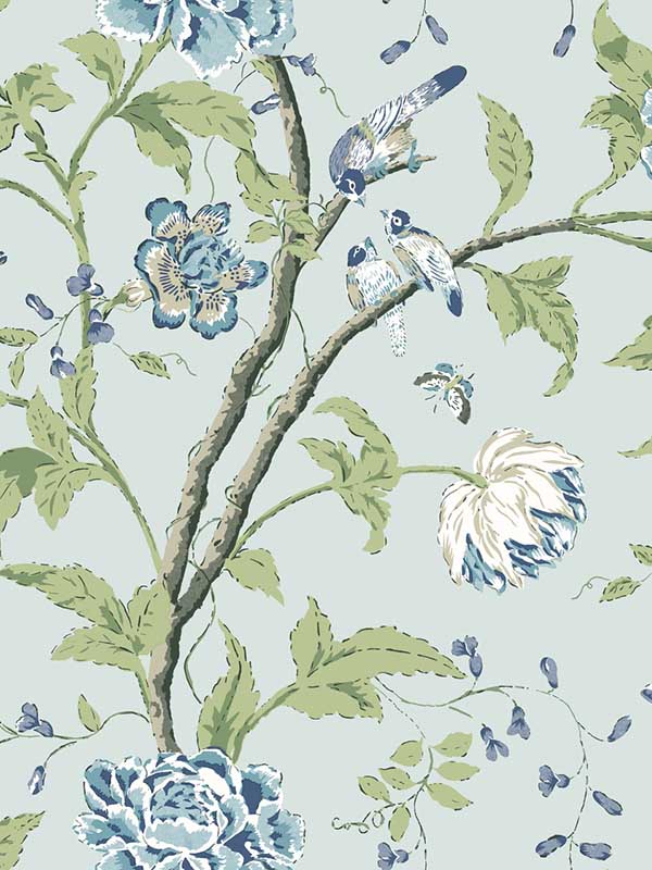 Teahouse Floral Light Blue Wallpaper WTG-254019 by York Wallpaper for sale at Wallpapers To Go