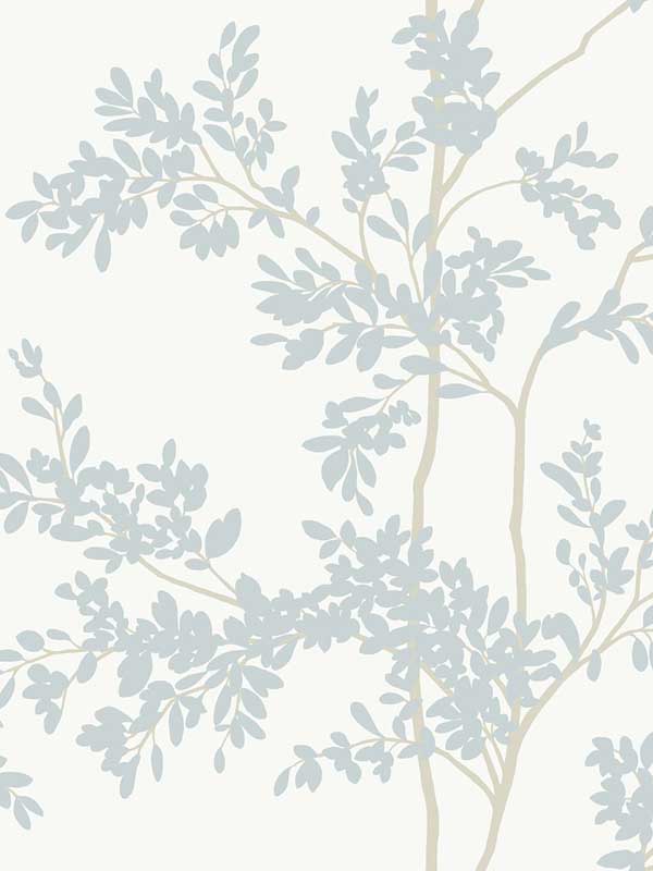 Lunaria Silhouette White and Cloud Blue Wallpaper WTG-254026 by York Wallpaper for sale at Wallpapers To Go