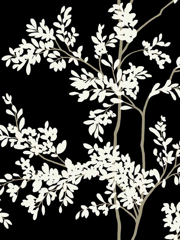 Lunaria Silhouette Black and White Wallpaper WTG-254028 by York Wallpaper for sale at Wallpapers To Go