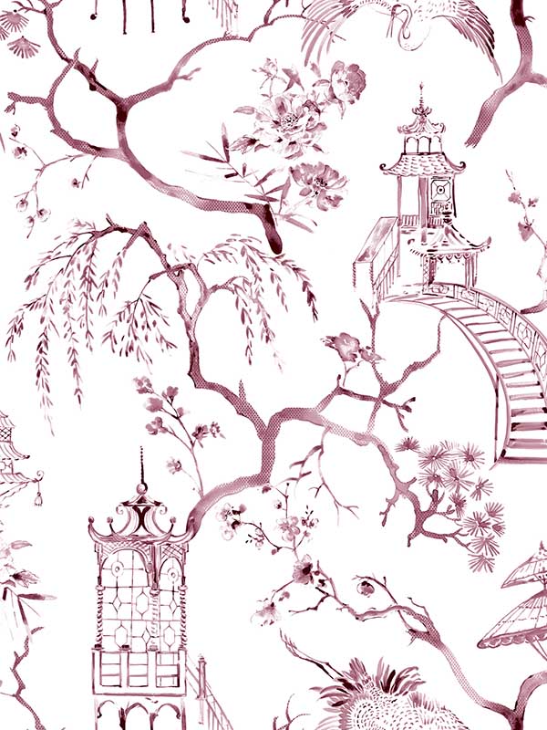 Serena Plum Chinoiserie Wallpaper WTG-254338 by A Street Prints Wallpaper for sale at Wallpapers To Go