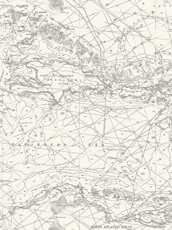 Charts Black Nautical Chart Wallpaper WTG-254665 by Chesapeake Wallpaper for sale at Wallpapers To Go