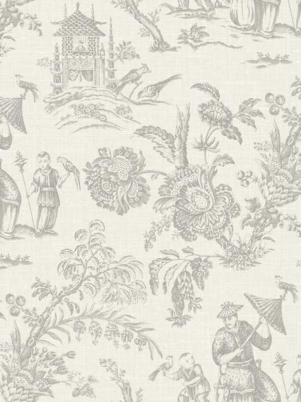 Chinoiserie Linen French Grey Fabric WTG-255582 by Seabrook Wallpaper for sale at Wallpapers To Go