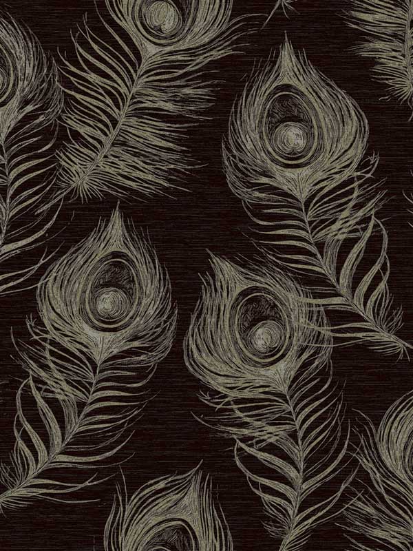 Regal Peacock Black Wallpaper WTG-255945 by Candice Olson Wallpaper for sale at Wallpapers To Go