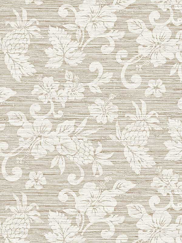 Juno Island Floral Balanced Beige Wallpaper WTG-257662 by Seabrook Wallpaper for sale at Wallpapers To Go