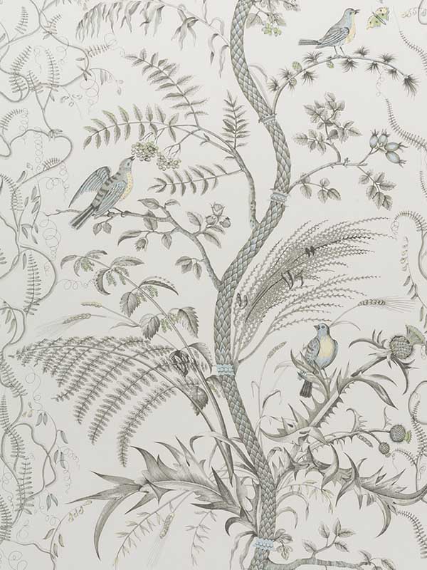 Bird And Thistle Gray Wallpaper WTG-257860 by Brunschwig and Fils Wallpaper for sale at Wallpapers To Go